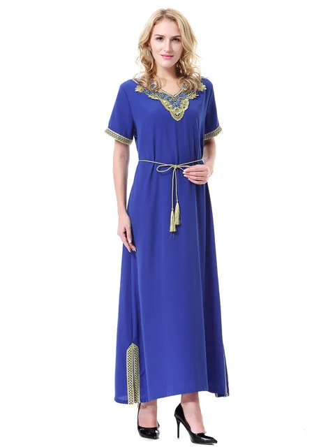 Muslim Abaya Formal Dress Short Sleeve Summer Clothing Maxi Robe Hijabs Ramadan Kaftan Saudi Arab Dubai Middle Eastern Dresses