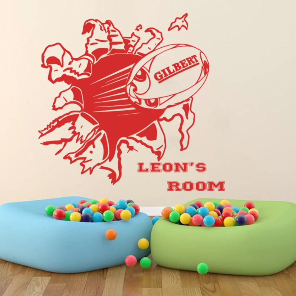 Personalized Name Rugby Wall Sticker Boy Room Nursery Large Football Custom Name Sport Ball Wall Decal Bedroom Vinyl Decor (2)