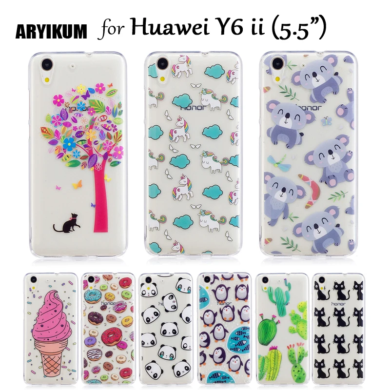 Чехлы ARYIKUM для телефонов Huawai Honor Y6 II Y6II Dual sim 5 милый черный силиконовый чехол с