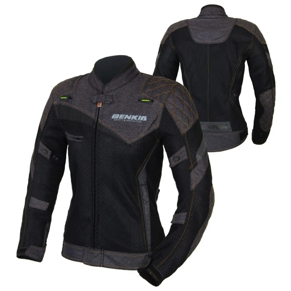 BENKIA JW11 verano de las Mujeres de Negro chaqueta Motocross chaqueta Ropa de montar Ropa Moto de la motocicleta chaqueta de Jeans