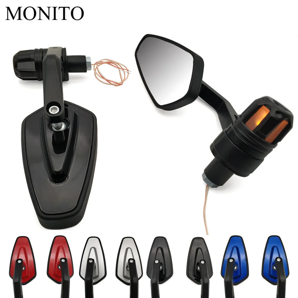 

7/8" 22mm Motorcycle Side Mirror LED Handle Bar End Mirrors Turn Signal For MV Agusta Brutale 675 800 900 910 Suzuki Burgman 400