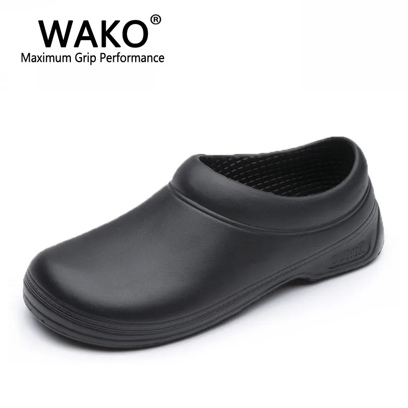 preço WAKO Chef Homens Sapatos Sandálias Masculinas para Os Trabalhadores Da Cozinha Super Anti skid homem Tamancos Cozinheiro Sapatos de Segurança Antiderrapante Sapatos Preto Tamanho 36 45