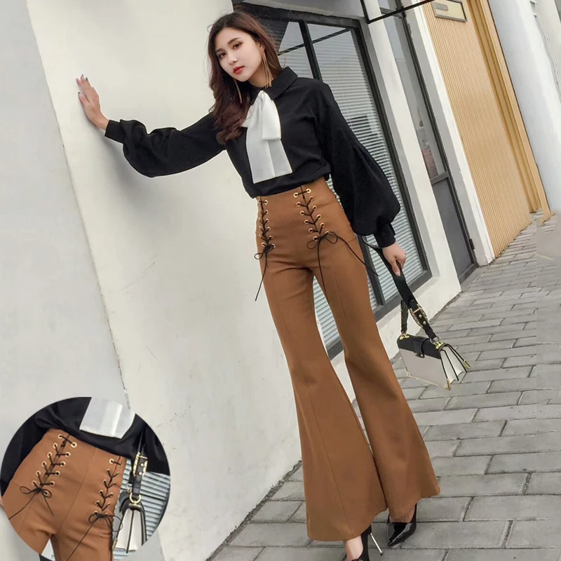 Штаны клеш женские с чем носить - 92 фото