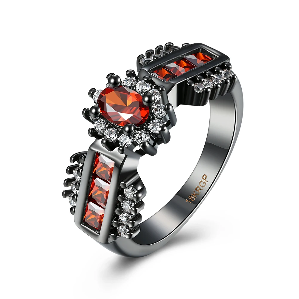 Classic Rings Gold Plating Ring Garne Crystal Zircon Crystals CZ