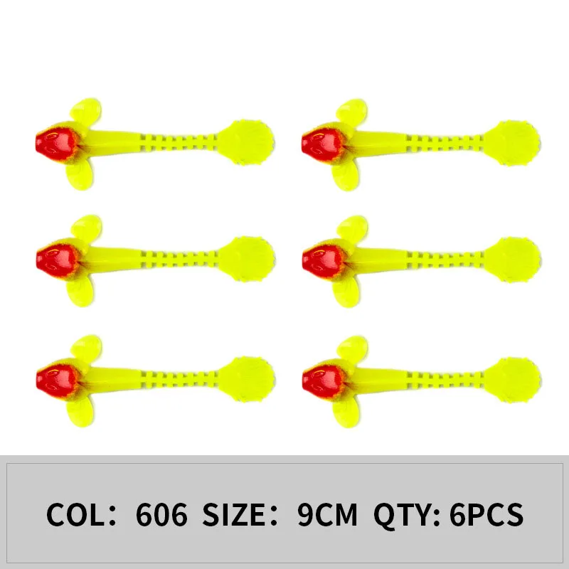 6 шт./пакет рыболовные приманки Высокая качественная блесна искусственная поддельная приманка воблеры для рыбалки нахлыстом Силиконовые мягкие приманки рыболовные принадлежности снасти 9 см/5g - Цвет: 6pcs col 606