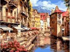 

MaHuaf-W1074 Afternoon in Annecy Coloring by Numbers DIY Oil Painting Wall Art Home Bedroom Hotel Office Decor