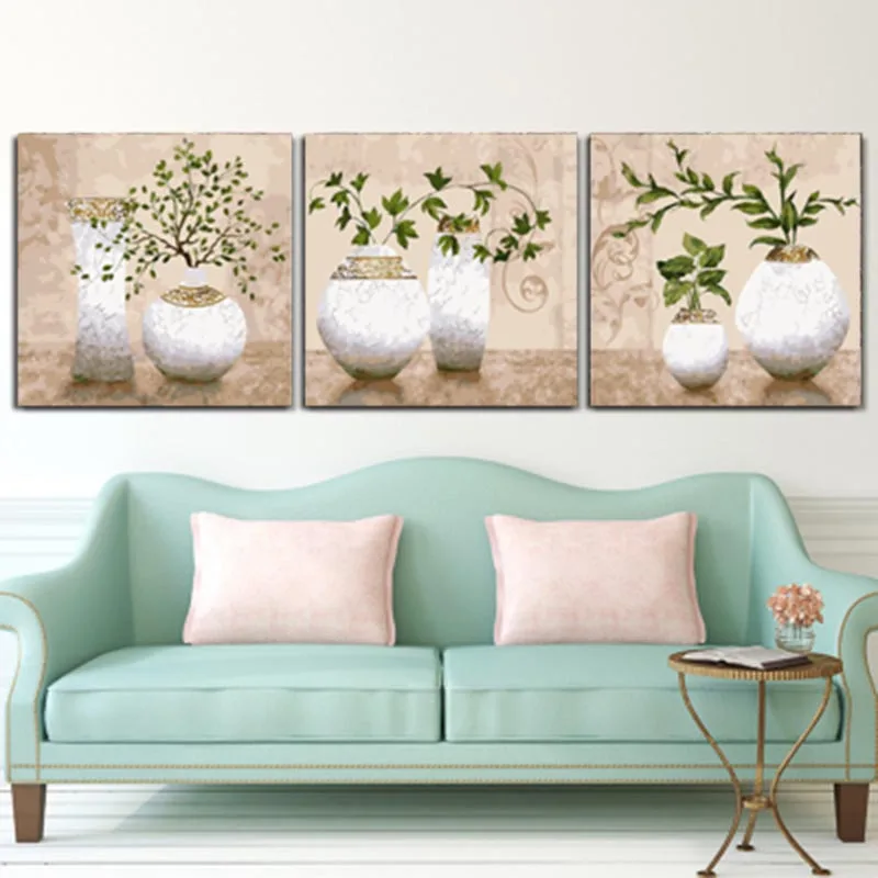 

3x DIY Oil Painting by Numbers Flowers Triptych Modular Coloring Picture Deer Abstract Paint Home Decor Wall Sticker Unfinished