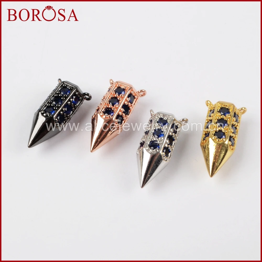 BOROSA Золотой/серебристый/черный/розовый медные золотистого цвета Pave Bullet CZ камень