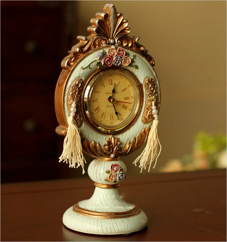 Resin clock Dresser furnishing articles Mini desktop Decorative Table Clocks Retro Clock 22.5*11
