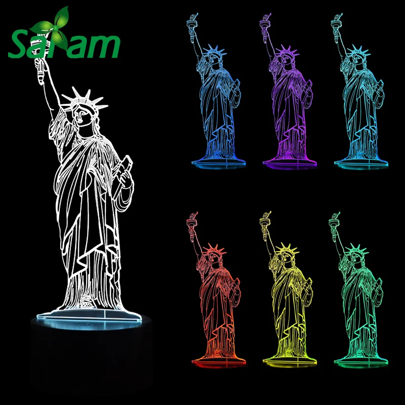 Amerika Freiheitsstatue 3d Led Illusion Nacht Lampe Touch Nachttischlampen Nacht Lichter Tisch Kinderzimmer Lampe Urlaub Geschenke Holiday Gifts Lamp Touchnight Light Aliexpress
