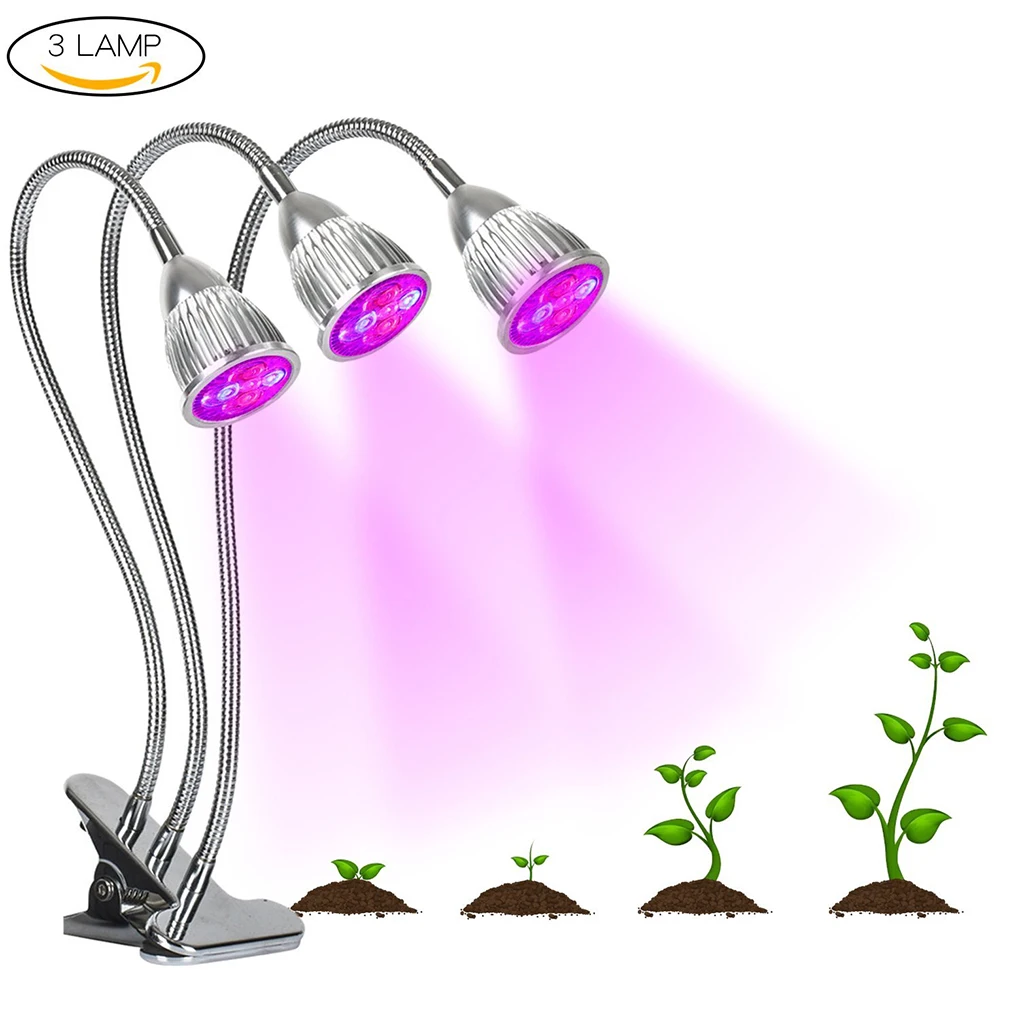 15 Вт 360 градусов три головы светодиодный светильник для выращивания растений гибкий комнатный светильник для выращивания растений лампа для выращивания растений комнатные растения парниковые