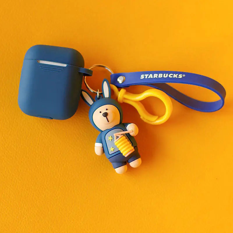 

AirPods cover strap shockproof for Apple Bluetooth Earphone Charging coffee bear Ultra Thin soft Case cute Protective Skin