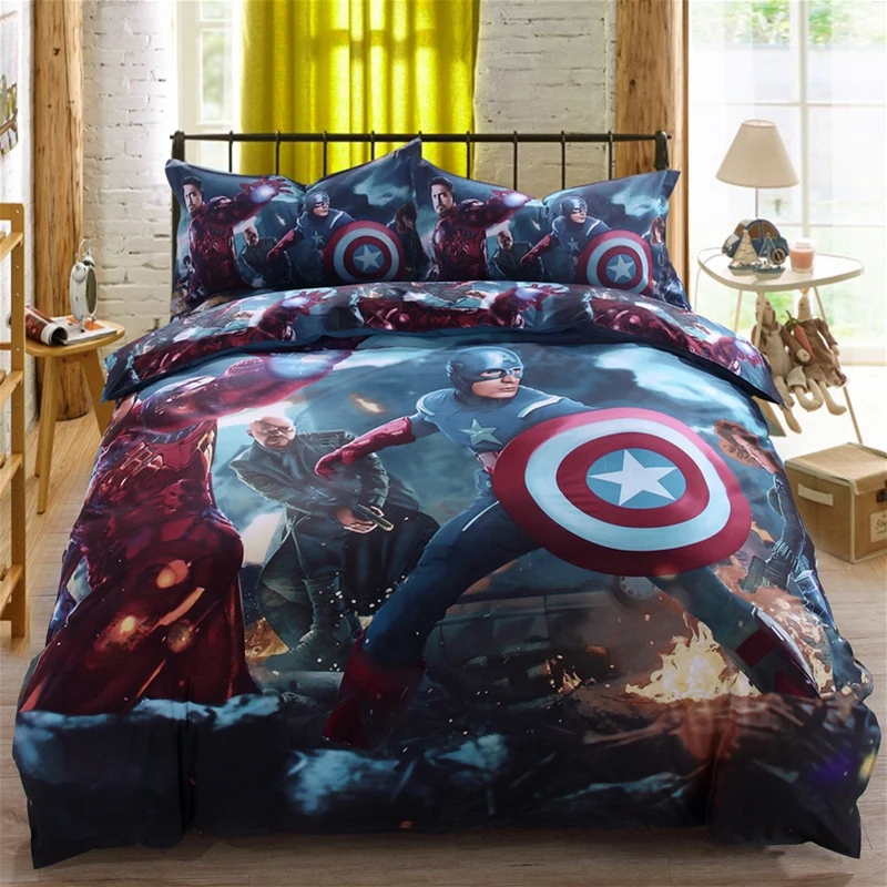 3d America Hero Bedding Sets 4pcs Bed Sheets Pillowcase Spider Man