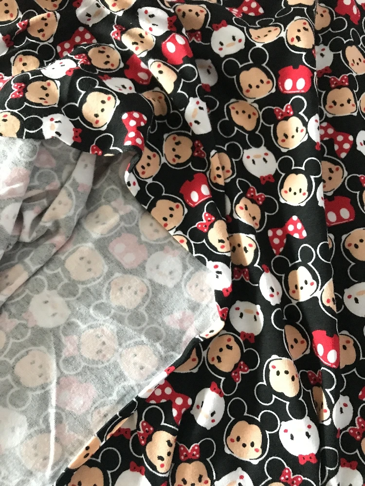 

1 yard lycra TT Mickey Minnie daisy DIY stretch fabric soft leggings fabric width 170cm