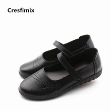 Cresfimix zapatos de mujer; женские милые туфли на плоской подошве с круглым носком на застежке-липучке; женская повседневная обувь из мягкой искусственной кожи; женская обувь черного цвета