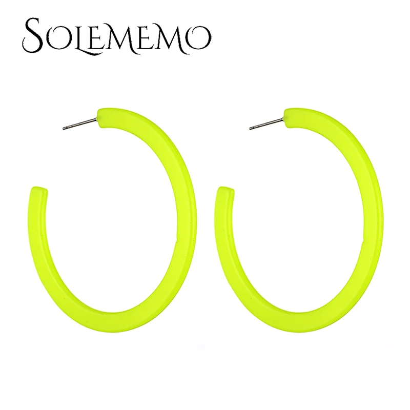 

Solememo 2019 Fashion Big Circle Round Neon Drop Earrings New Fluorescent Earrings For Women Girl Ear Jewelry Bijoux Hot E5463