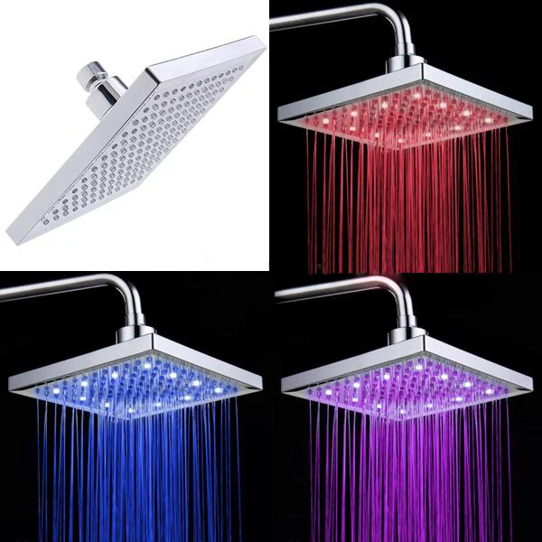 

Square 3 Colors Changing LED Temperature Sensor Shower Head Water Sprinkler