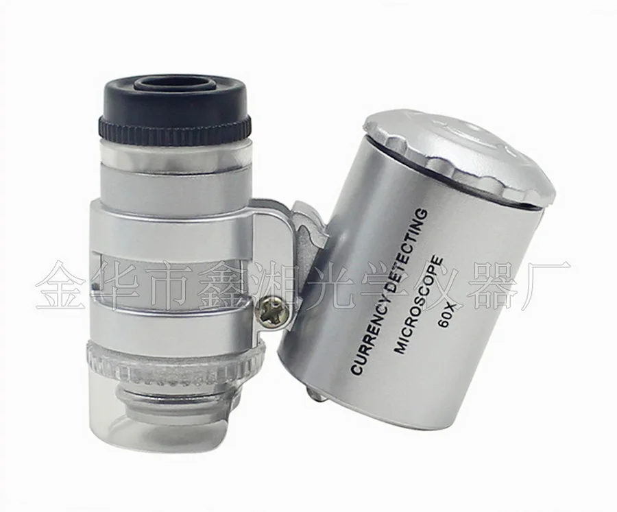 

DHL 200pcs 60x Handheld Mini Pocket Microscope Loupe Jeweler Magnifier With LED Light