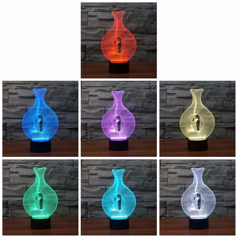3D LED Night Light Bird In Cage Model 7 Colors 5V USB Led Lava Lamp Touch sensitive Illusion Nightlights Table Lamps For Bedroom|night light