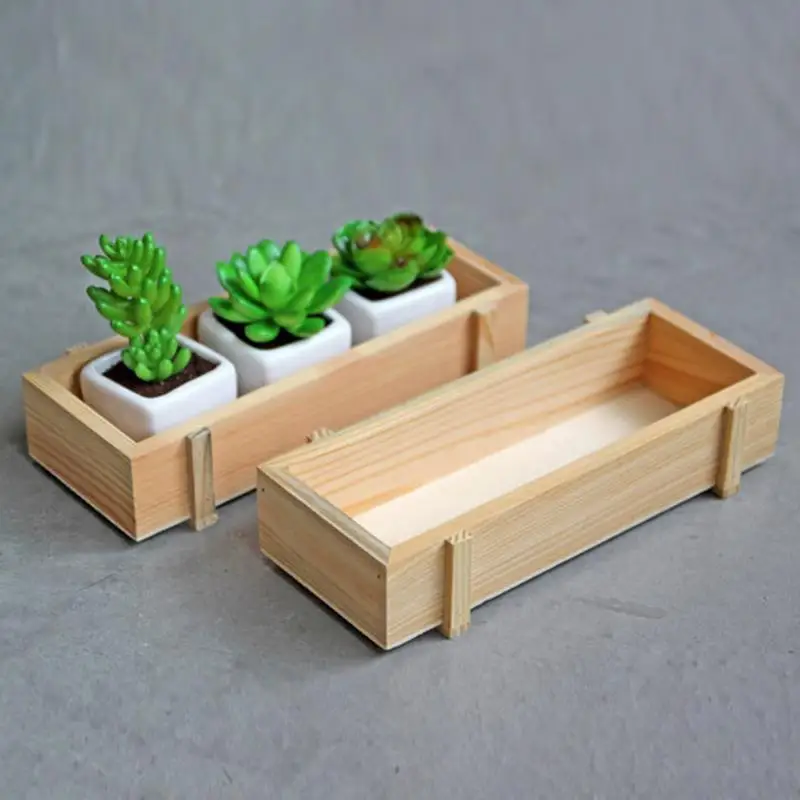 Wooden Plants Flower Pot Decorative Natural Wood Flower Planter