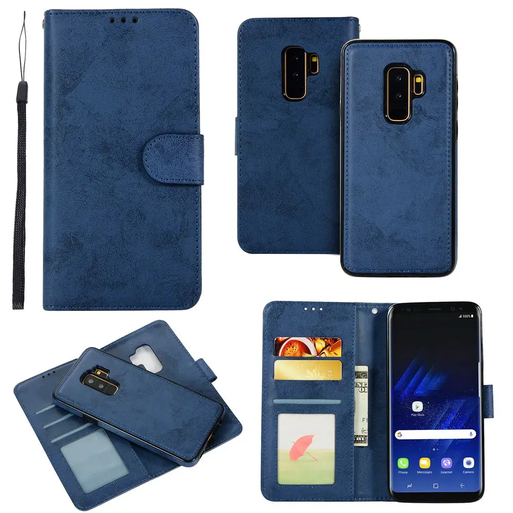 Note9 غطاء ل غالاكسي S7 S8 S9 Note8 حالة الرجعية محفظة جلدية 2in1 انفصال فليب حالة ل غالاكسي S6 S7 حافة s8 s9 plus قذيفة