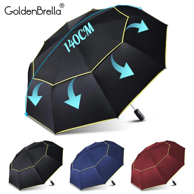 120 см автоматический двойной большой зонт от дождя для женщин 3 складной ветростойкий большой зонт для мужчин семейный дорожный бизнес автомобильный зонтик|Зонтики|   | АлиЭкспресс