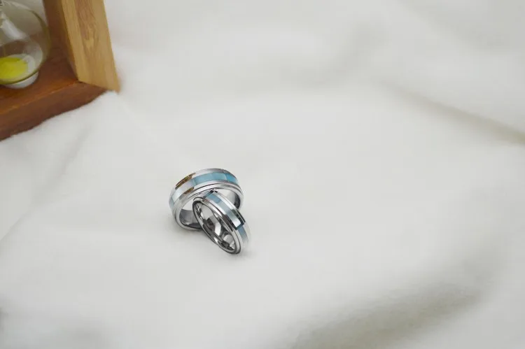Синий Shell Inlay Tungsten Обручальное Кольцо Горячие продаем Новая Мода Кольцо 8 мм широкий