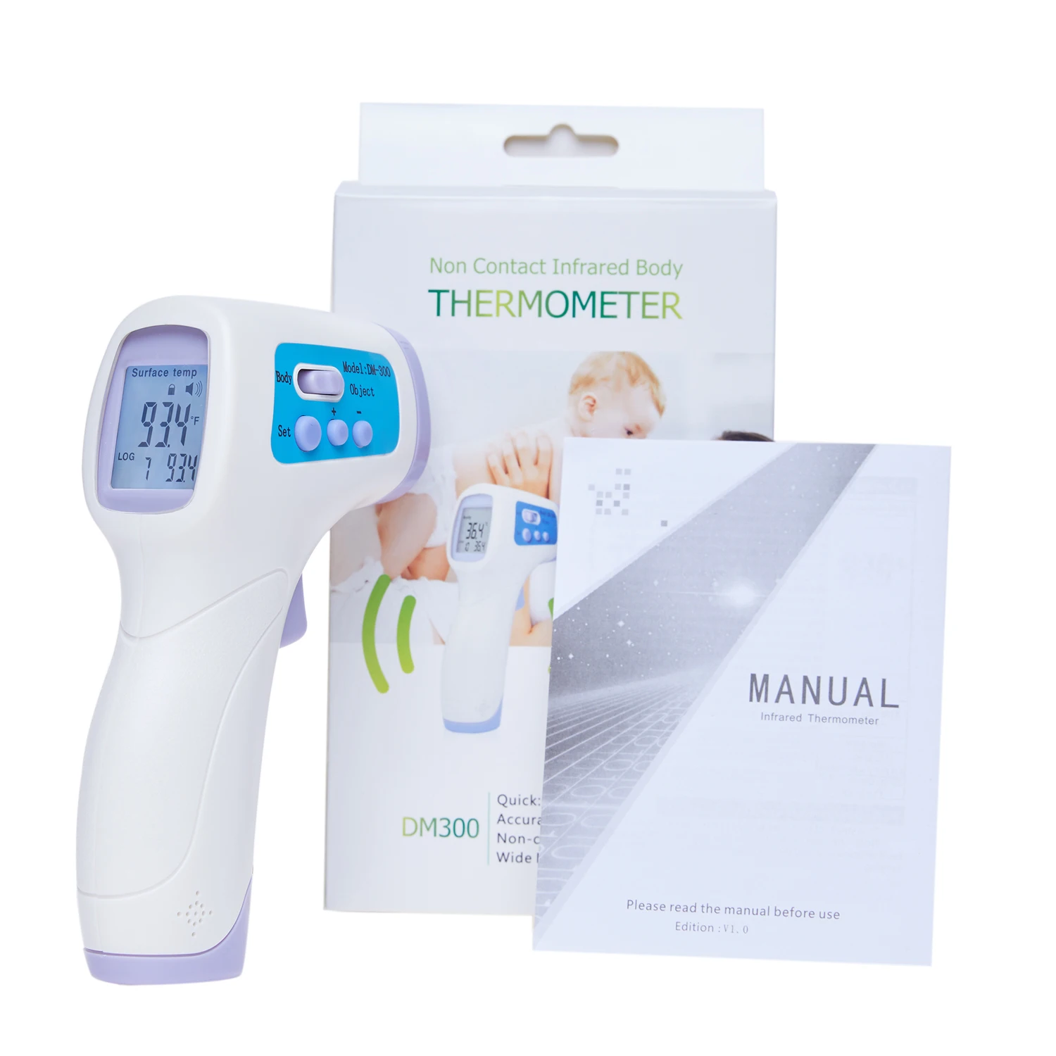 

Thermometer Non-Contact Digital Infrared Thermometer Baby Adult Forehead Gun IR Purple Color