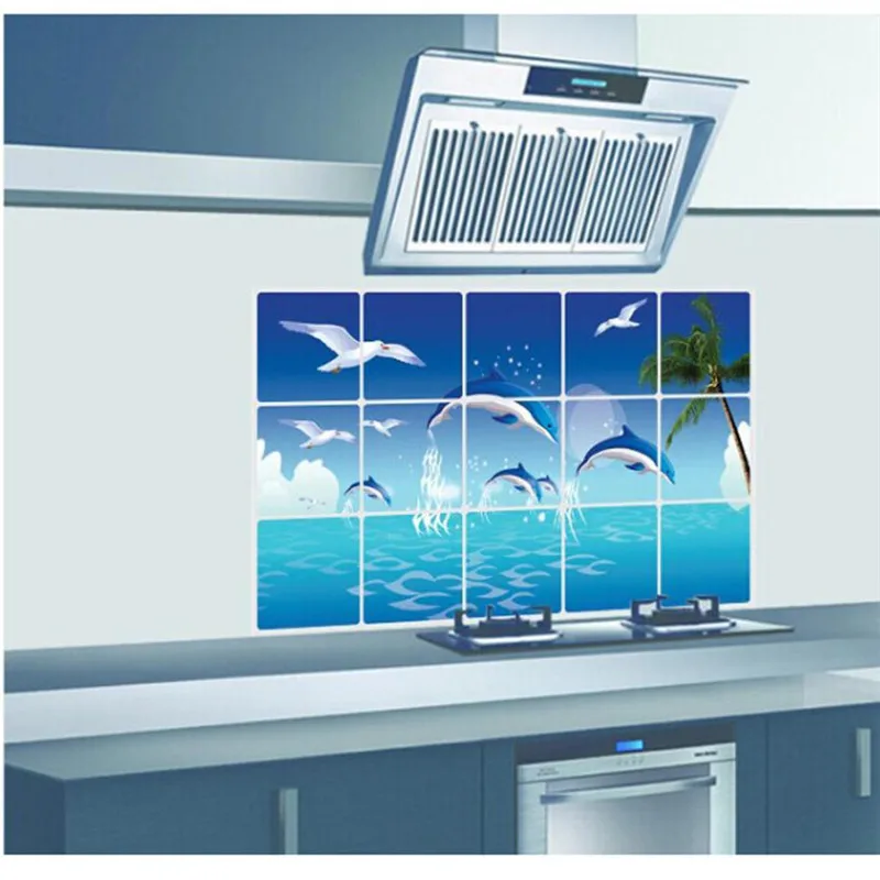 Wallpapers for kitchen decor for home   Dolphins Animal Removable Art Mural Home Wall Sticker Drop shipping product     X0718#3004