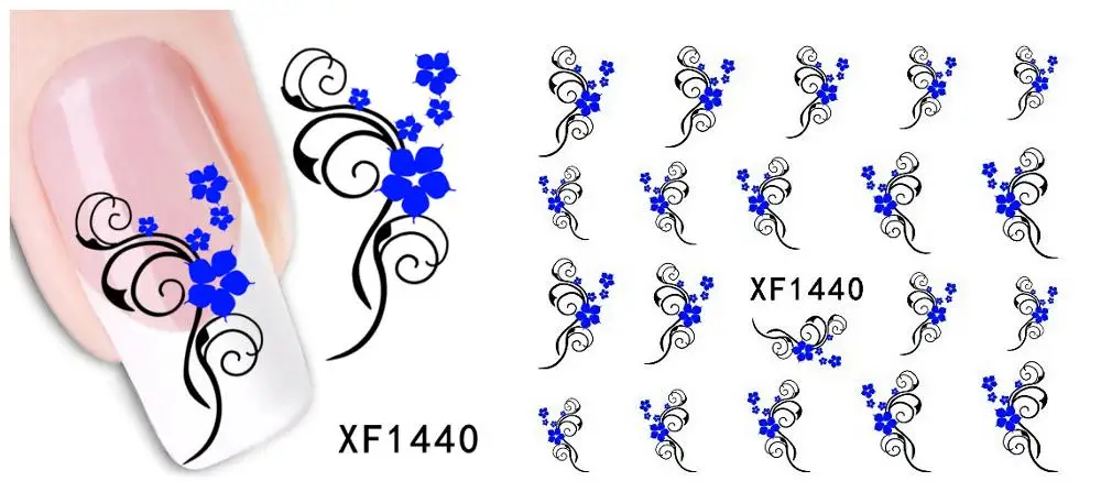 30 стилей! Модный лак для ногтей, наклейки, цветочный дизайн, переводные наклейки для ногтей - Цвет: XF1440