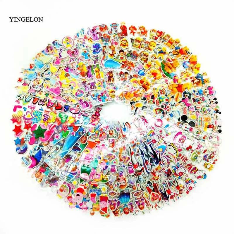 

YINGELON 10Pcs Children Cartoon Toys Stickers Mixed wall sticker For kids rooms DIY Kit 3D Foam for childern Boy Girl Gifts
