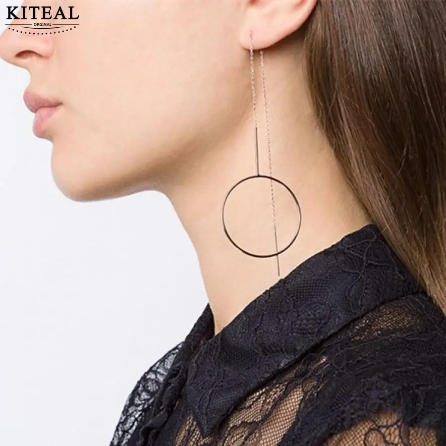 

KITEAL Hot New Fashion silver/gold color women long earrings diameter 3.8cm circle hoop earrings jewelry Accessories