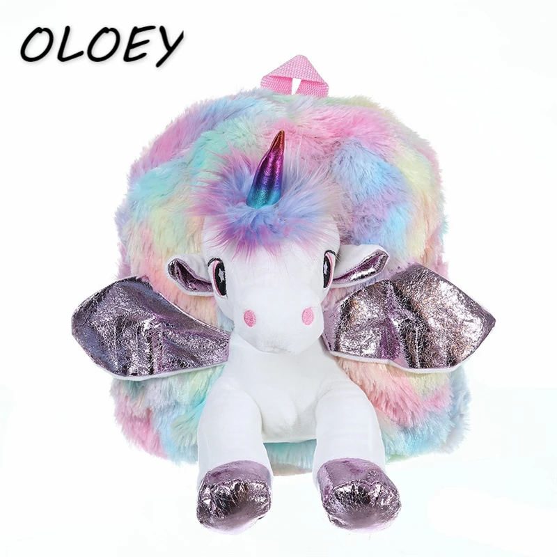 

New Kid's Unicorn Design Plush Schoolbag Super Cute Cartoon Soft Travel Back Bag For Girls Female Fashion Mini Daily Backpack#