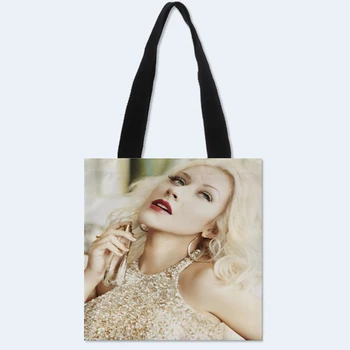 

Custom Christina Aguilera printing shoulder bag canvas tote bag shopping travel bags book handbag Two sides printed custom logo