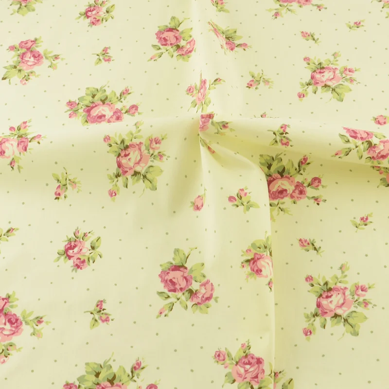 Rose Floral Cotton Fabric Patchwork Quilting Sewing Cloth Craft Bedding Decoration Teramila Fabrics Tissue Clothing Home Textile