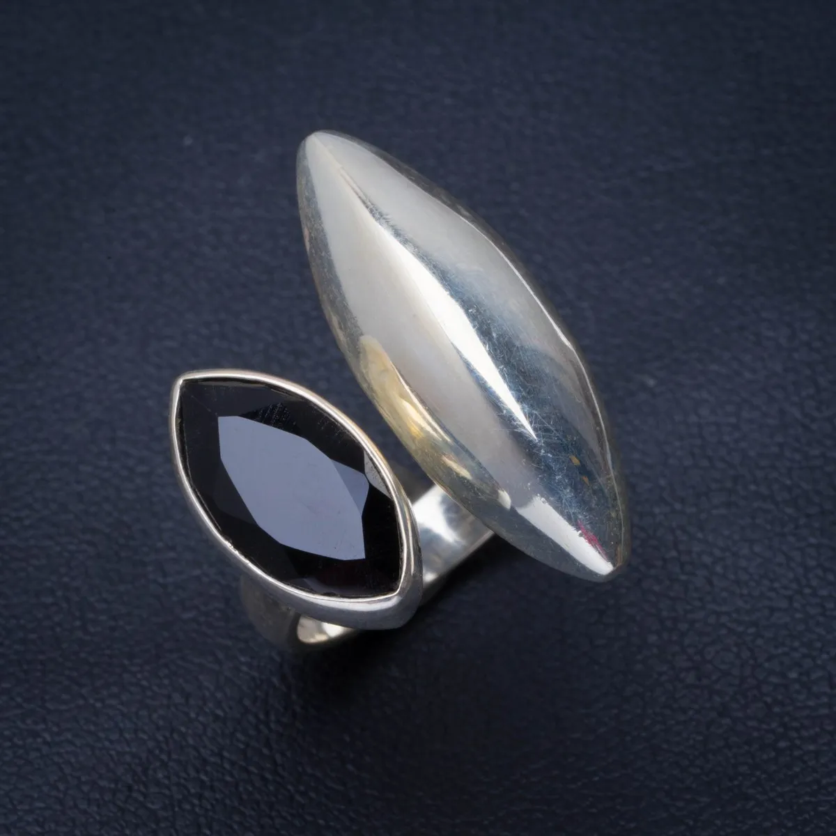 

Natural Black Onyx Handmade Unique 925 Sterling Silver Ring 7 B1401