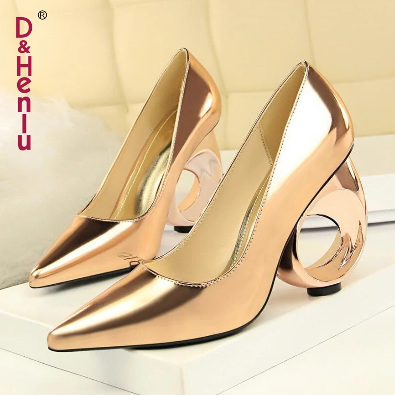 amp; Estilo Boda Mujeres plata {d Las Tacón Zapato Zapatos Henlu} Extraño Negro Alto Mujer Fiesta Talón De Rebaño champagne bronzo Bombas FvaBdaqx