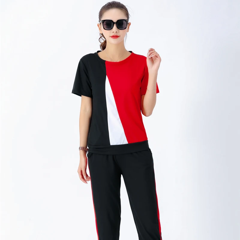 

Women 2 Piece Sets Matching 2019 Outfit Tracksuit Sportswear Co-ord Set Top and Pants Suits Plus Size Summer Red Clothing