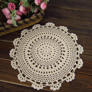 

Round Retro Crochet Lace Doilies Floral Placemat Coasters Home Coffee Table Decorative Crafts Home Textiles 30/40/50CM 2PCS/Lot