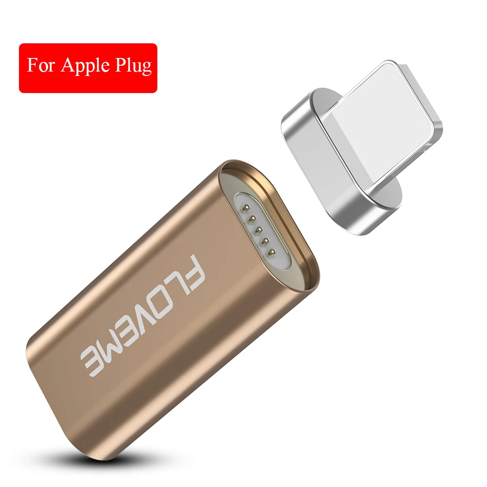 FLOVEME магнитные USB адаптеры для iPhone X 8 Путешествия Тип C микро разъемы для Sumsang LG huawei Xiaomi зарядные устройства кабели адаптер - Цвет: Gold For Apple