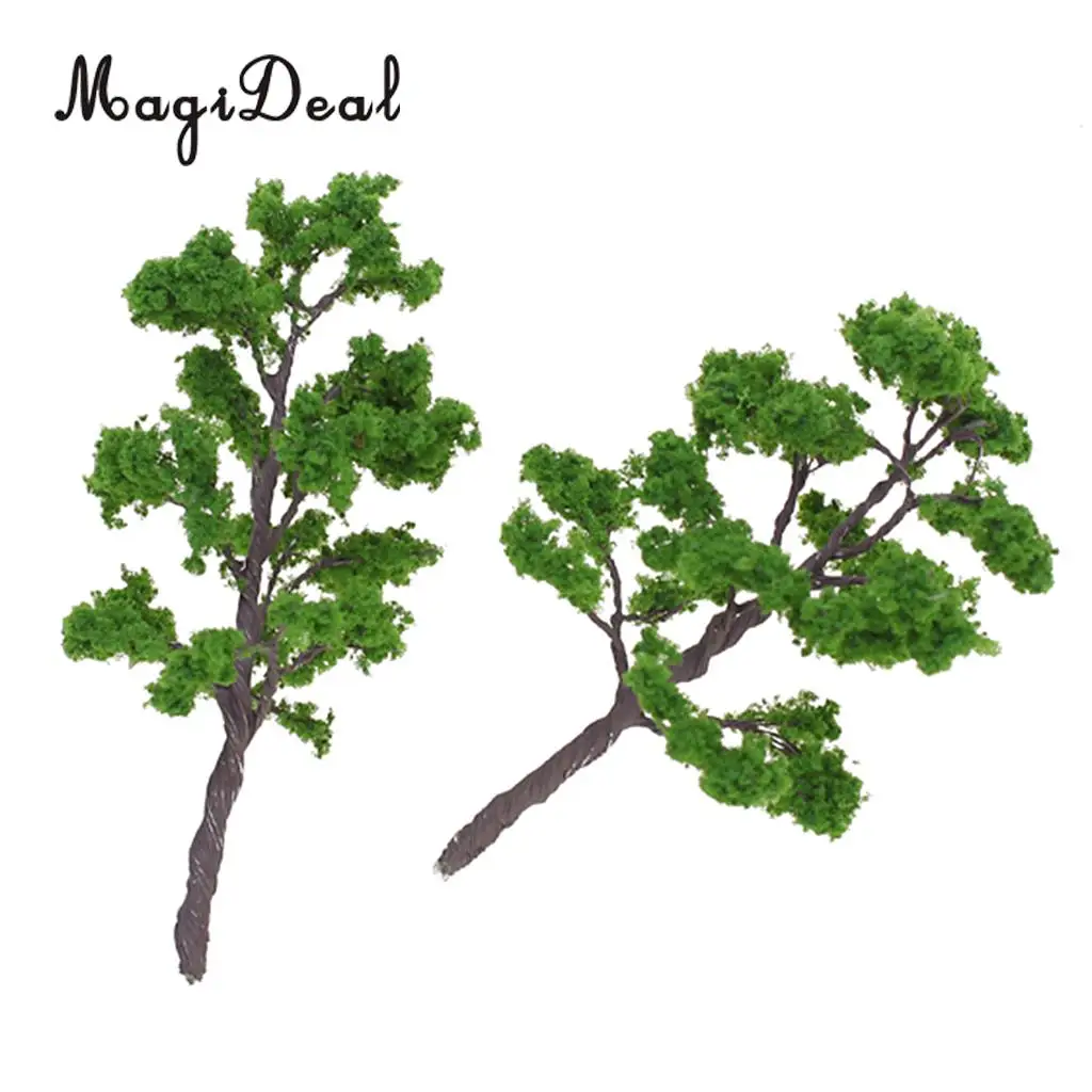 MagiDeal 5Pcs/Pack 1/75 Scale 12cm Train Track Model Trees Green for Street Railway Park Garden Layout Landscape Scenery Scene