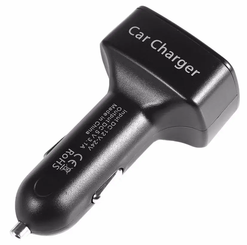 Car Charger Adapter Voltage DC 5V 4 In 1 Dual USB Charge 3.1A Tester