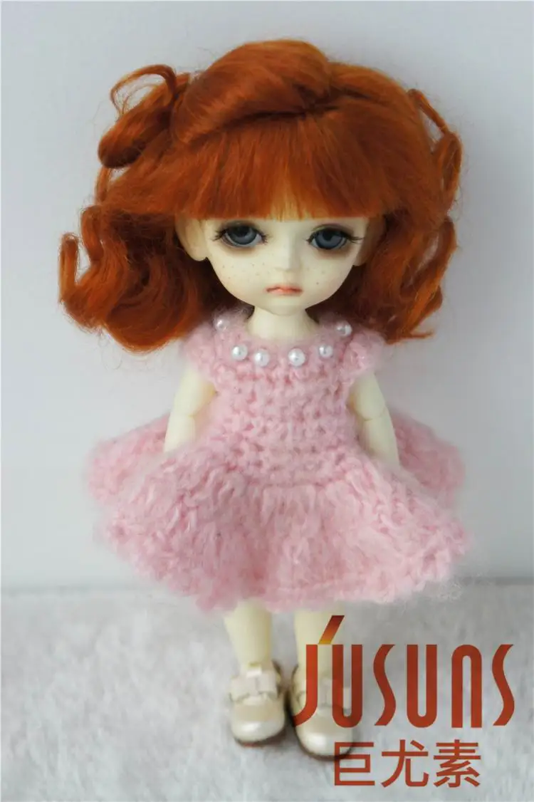 JD242 1/8 1/12 парик для куклы мохеровый милый ребенок курчавый BJD мохеровые парики Размер 4-5 дюймов 5-6 дюймов аксессуары для кукол - Цвет: 5 to 6 inch carrot