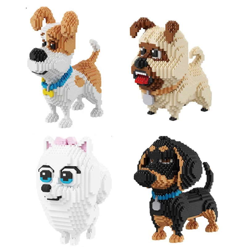 

America cartoon movie image puppy nanoblock Pets Secret Life bricks max Gidget mel Buddy dog micro diamond building block toy