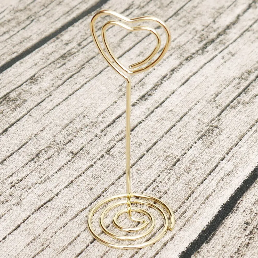 1pc Gold Rose Gold Heart Shaped Love Wedding Party Event Decoration Decor Name Table Card Holder Stand Clip Supply Free Shipping