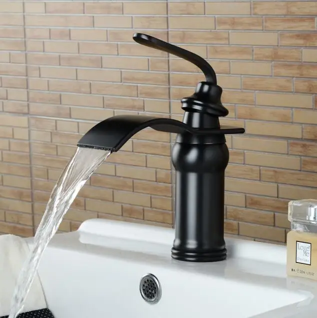 Black antique brass waterfall faucet wash basin basin faucet waterfall
