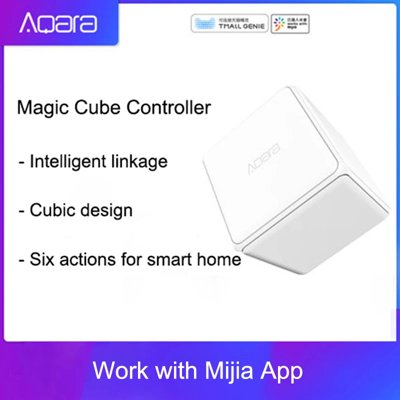 Aqara-controlador de cubo mágico Zigbee, versión controlada por seis acciones para dispositivos inteligentes para el hogar, funciona con la aplicación para hogares mijia