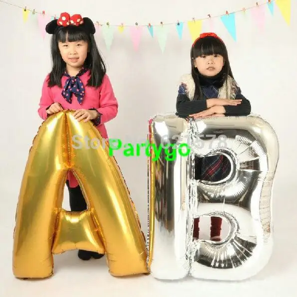 

50pcs/lot 40INCH A-Z Alphabet Letter foil balloon 40inch gold/silver beautiful decoration birthday party supplies globos