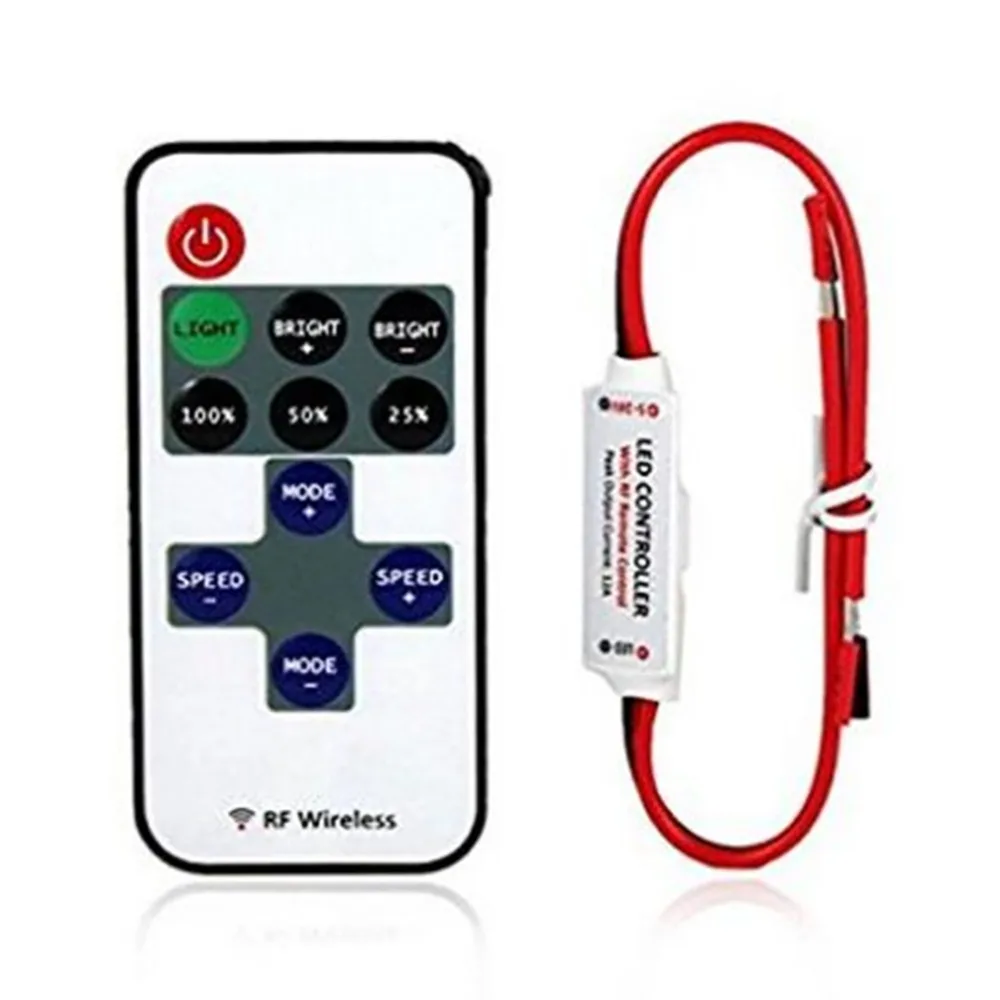 RF Remote Controller DC5-24V 11Key 12A Mini Dimmer Switch for Single Color 3528 5050 LED Strip Lights | Лампы и освещение
