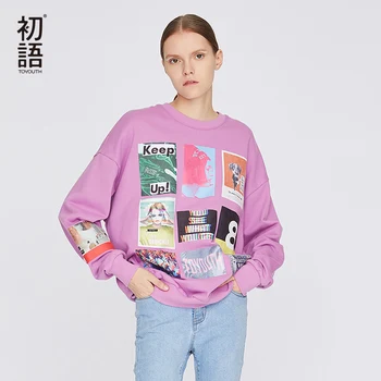 

Toyouth Womens Sweatshirts Pullover Oversized Harajuku Sweatshirt Long Sleeve Tops O Neck Mujer Top Korean Casual Sweatshirts